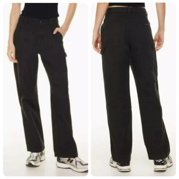 Tna Aritzia Greenwich High Waist Black Twill Carpenter Pant Women's Size 4 - Picture 1 of 12